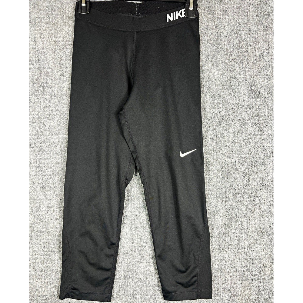 Nike Pro Dri-Fit Women's Black Ankle Leggings M Mid Rise Stretch 20" Inseam